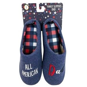 All American Dad Clog Slippers  Men's L (11-12)  NWT  Patriotic Blue Heather
